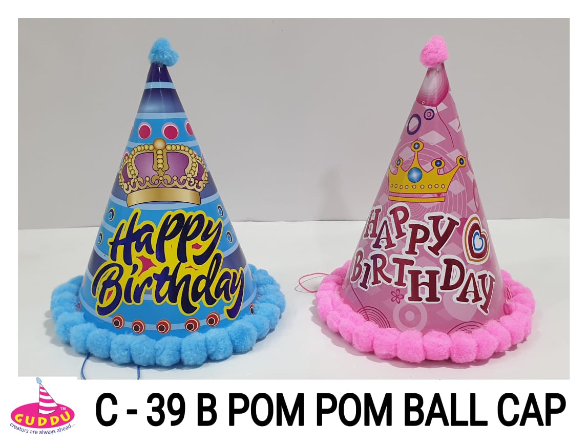 Pom Pom Ball Birthday Cap